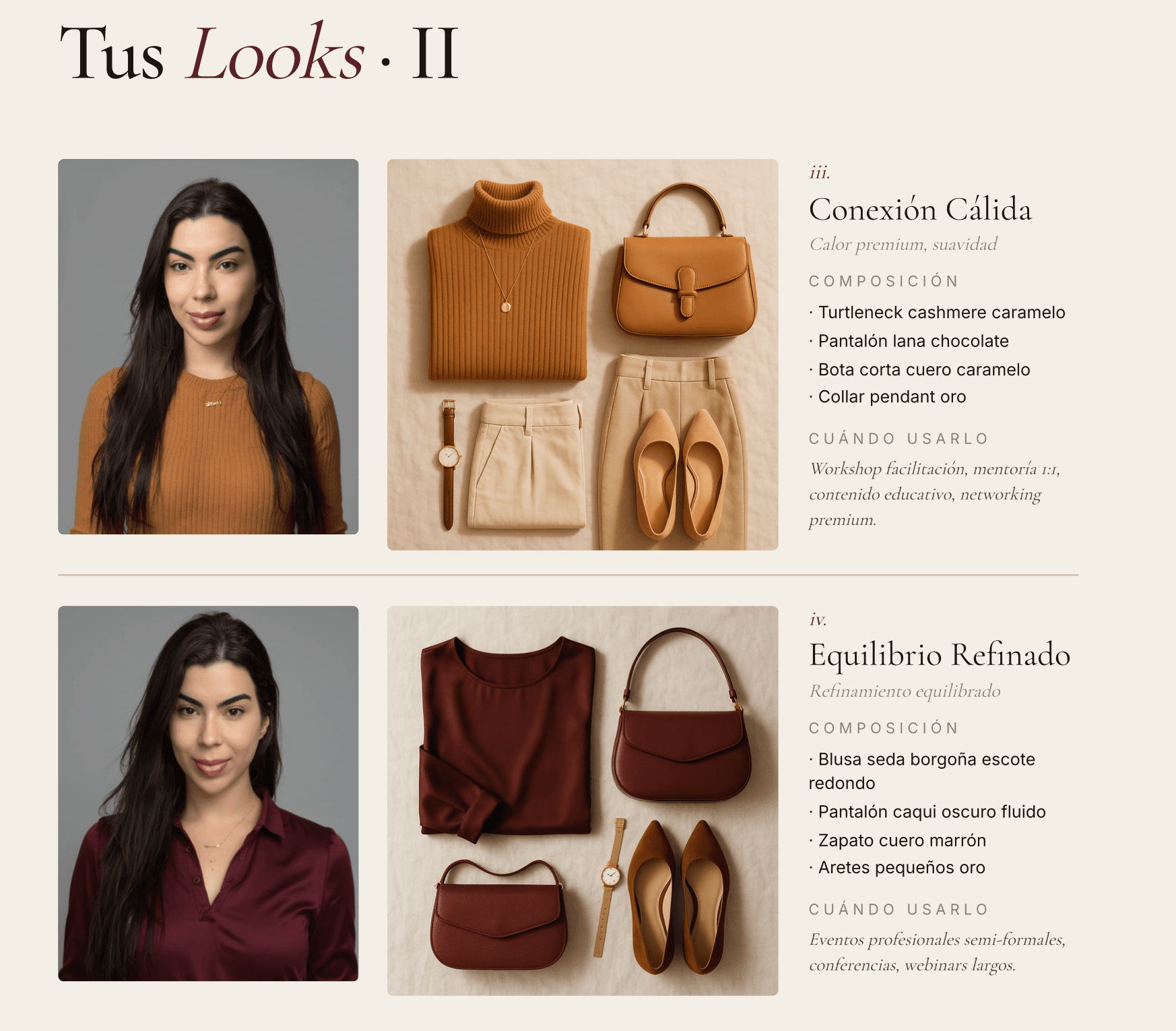 Tus Looks II, página del dossier Cromia